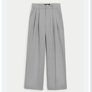 High-rise Gray Wide-Leg Trousers